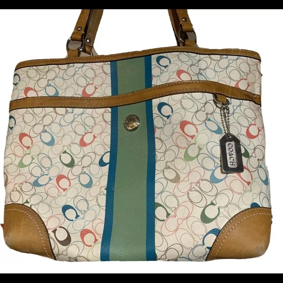 Leather Coach Colourblock Tote SOLD - Picture 4 of 5